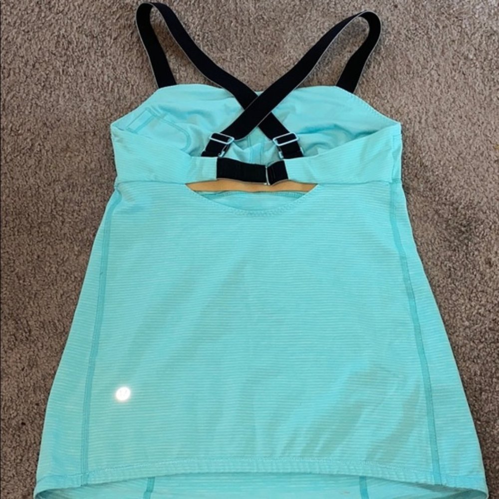 Lululemon Blue and Black Tank Top with Built in Bra Size 6